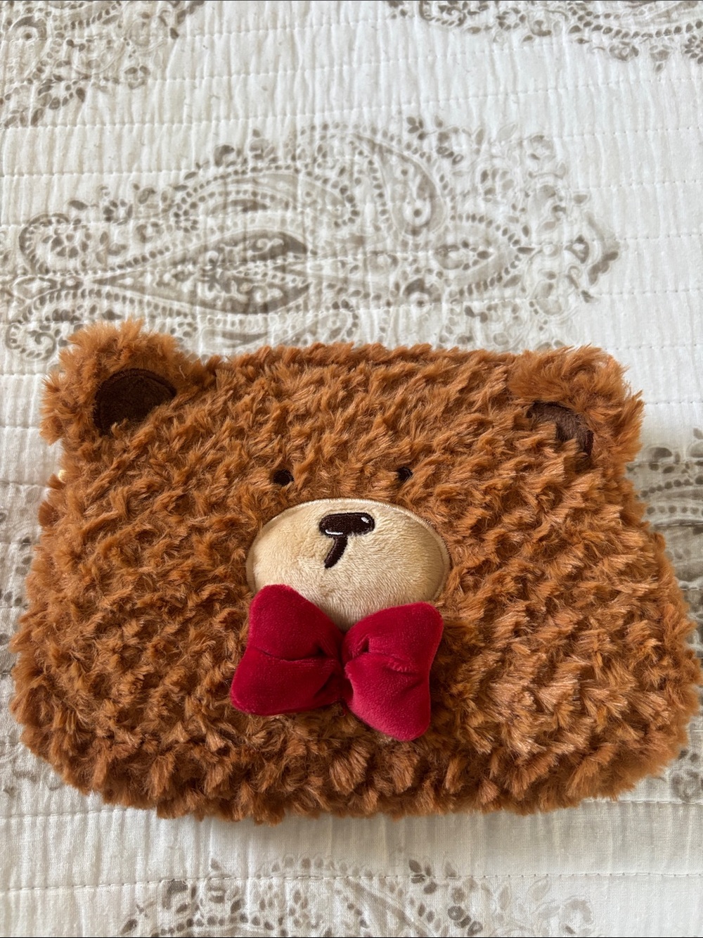 Urban Outfitters fuzzy bear make up pouch NWOT